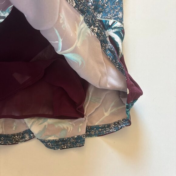 Roberto Cavalli Forbidden Fruit Sleeveless Dress Floral Maroon Blue V Neck - Picture 7 of 11